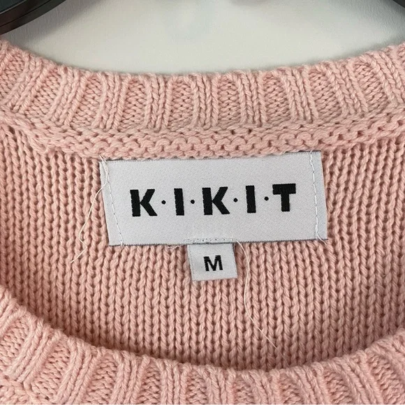 Kikit Cable Knit Fringe Sweater Pink M - Picture 4 of 9